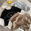 chiếc áo phông hai mảnh giả cotton nguyên chất xuân thu mới dành cho trẻ em phong cách Nhật Bản