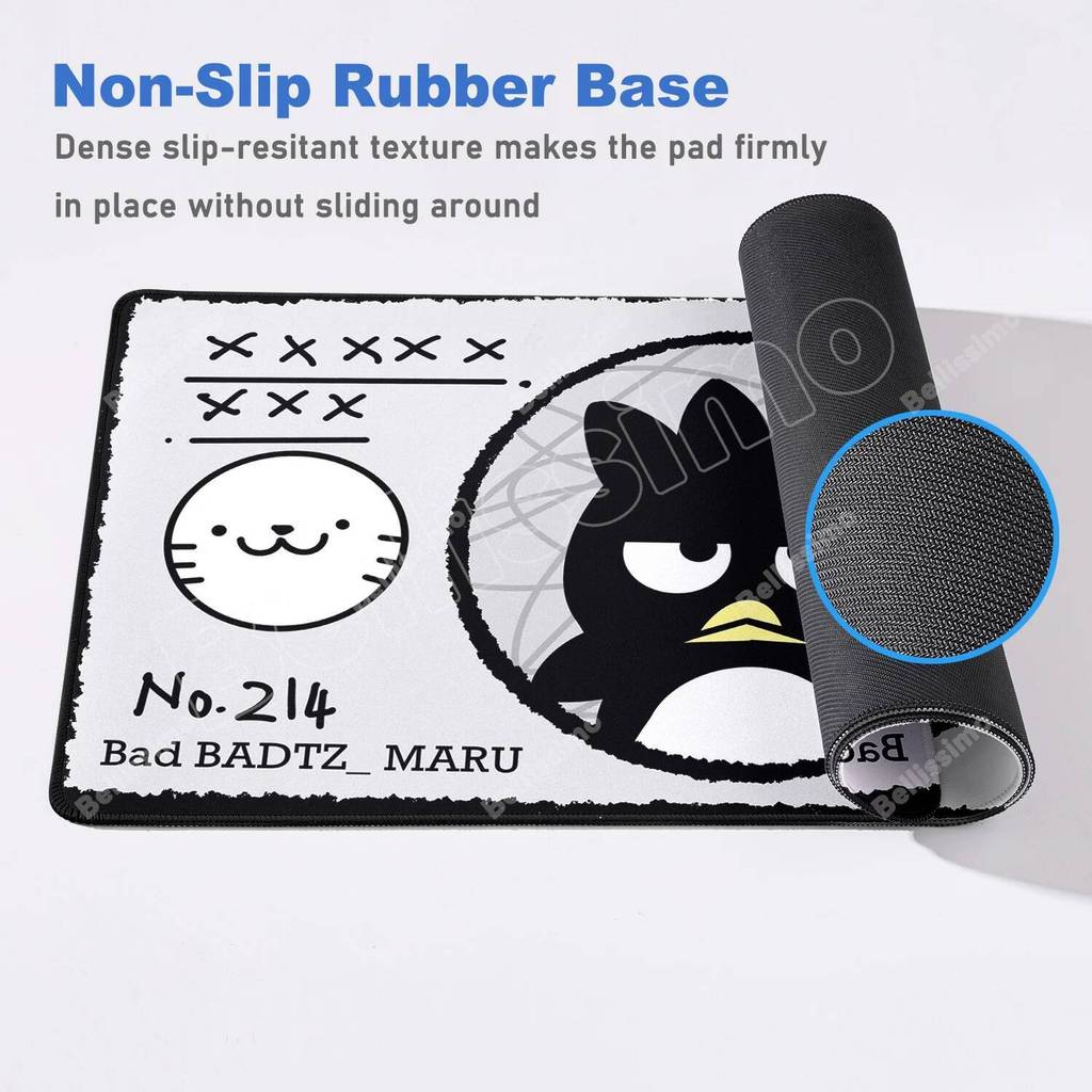 Kawaii Đen Chim Cánh Cụt Chuột Miếng Lót PC Anime Bad Badtz Maru Bàn Phím Thảm Laptop Chơi Game Phụ Kiện Mousepad Cao Su Trang Trí Bàn Thảm