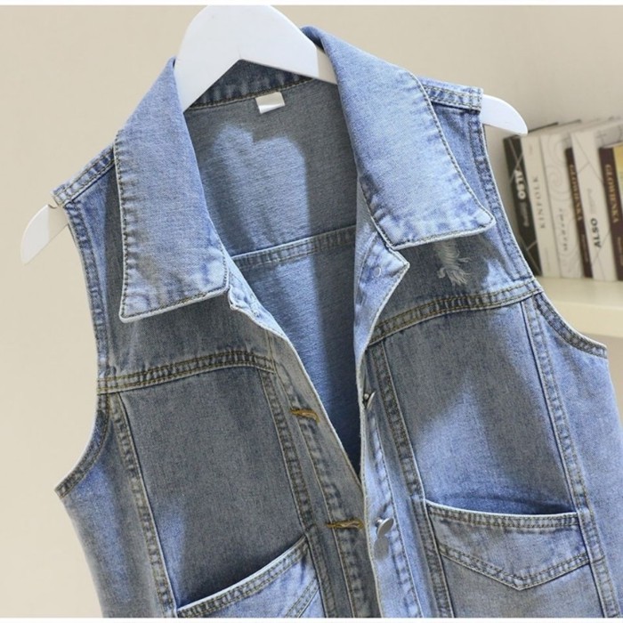 màu xanh gừng nhạt dành cho nữ mới phong cách Hàn Quốc đa năng áo vest không tay vest ngắn áo gh