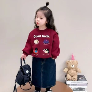 Áo nỉ thời trang mùa xuân cho bé gái, áo đỏ ankara mới cho trẻ em, áo nỉ thời trang xuân thu phong