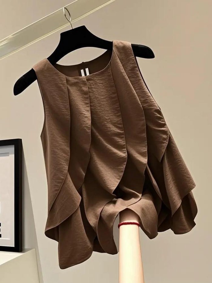 Áo vest không tay xù thiết kế phong cách Hàn Quốc dành cho nữ mùa hè kiểu dáng mới dáng rộng