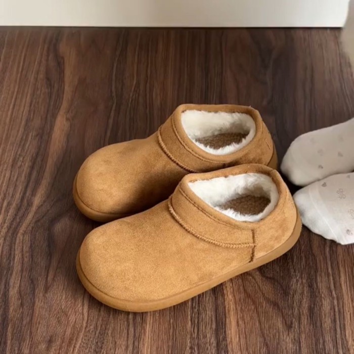 Giày Birkenstock khoai tây nhỏ phong cách cổ điển dành cho nữ, giày bốt đi tuyết dày nhung, giày co
