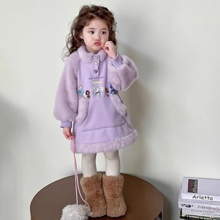 Váy công chúa thời trang Váy nhung dày cho bé gái Váy nỉ dày