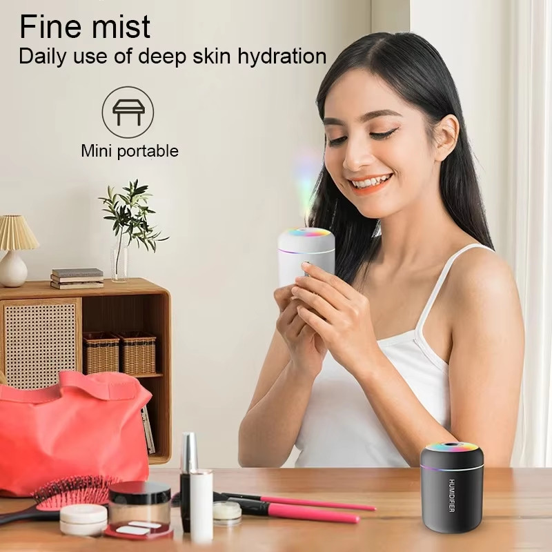 Máy tạo độ ẩm không khí Mini 180ML với đèn đầy màu sắc Máy khuếch tán hương thơm Tinh dầu Thiết bị không khí tươi cho phòng ngủ ô tô gia đình