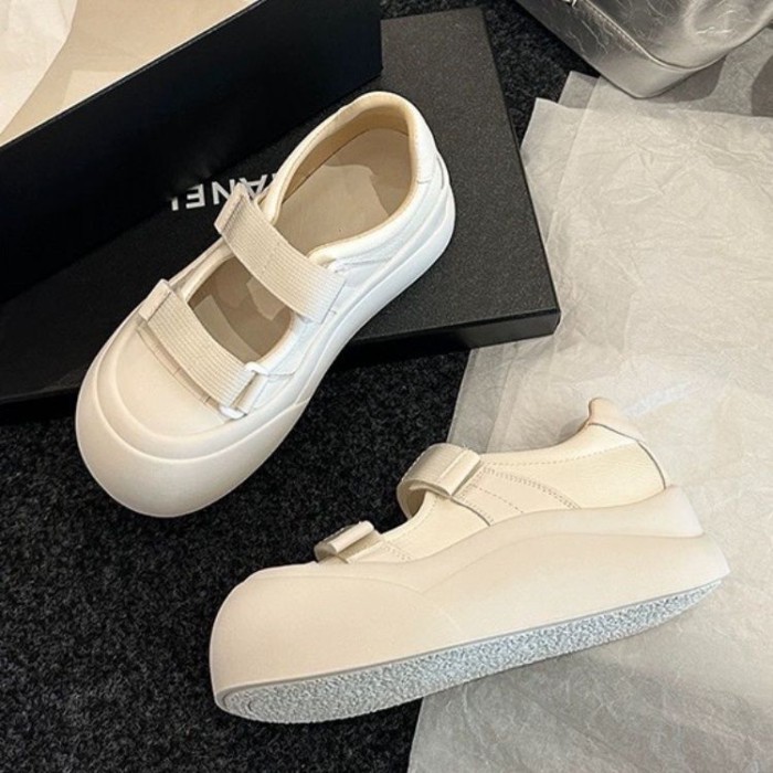 Beibei Giày Thể Thao Đế Dày Giày Sandal Velcro Rỗng Thoáng Khí Giày Trắng Cho Nữ