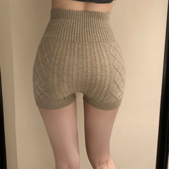 Quần legging dệt kim cho nữ, phong cách mới xuân thu, quần short mặc, cạp cao, giảm béo, quần