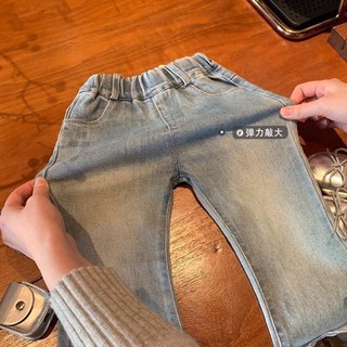 Quần jean ống loe thắt nơ cho bé gái và quần denim mềm mại cho bé, thời trang và ngọt ngào