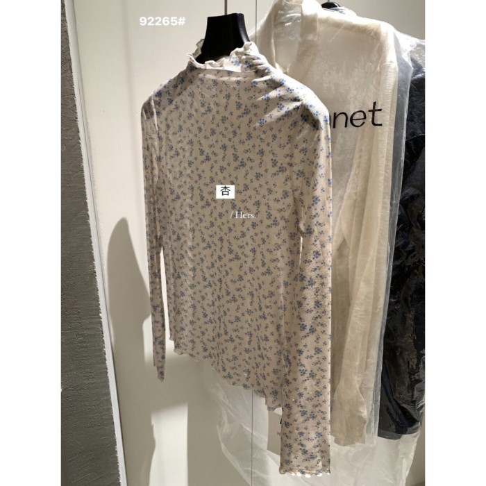 Áo thun dài tay in hoa phong cách Hàn Quốc dành cho nữ mùa thu, áo crop top kiểu dáng đơn giản phối
