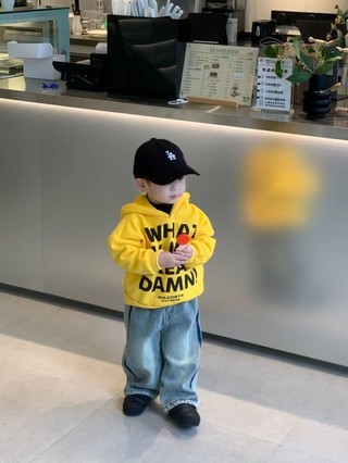 Áo hoodie, áo len dày nhung dáng rộng, bé trai đẹp trai, áo sơ mi Hàn Quốc đa năng và ấm áp