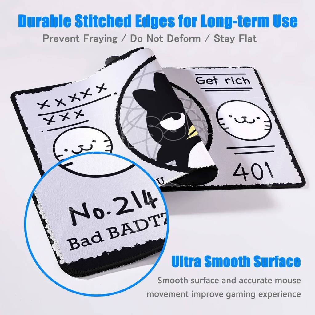 Kawaii Đen Chim Cánh Cụt Chuột Miếng Lót PC Anime Bad Badtz Maru Bàn Phím Thảm Laptop Chơi Game Phụ Kiện Mousepad Cao Su Trang Trí Bàn Thảm