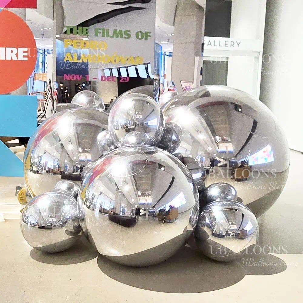 10 ~ 70inch Bạc 4d Bóng Bay Tròn Kim Loại Vàng Bạc Lớn Lá Khổng Lồ Tròn ...