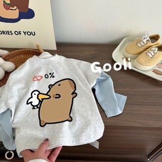 Áo đáy quần cho bé trai và bé gái, áo dài tay giả cổ tròn cotton nguyên chất
