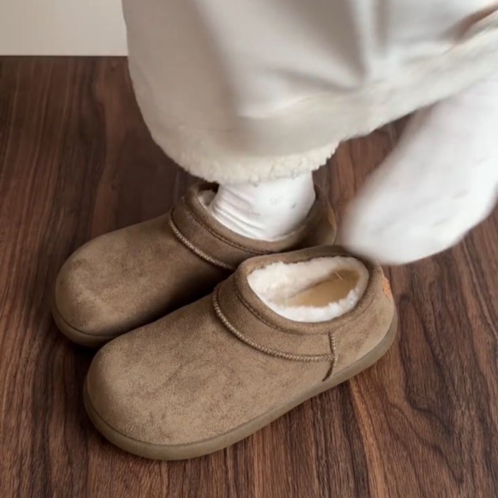 Giày Birkenstock khoai tây nhỏ phong cách cổ điển dành cho nữ, giày bốt đi tuyết dày nhung, giày co