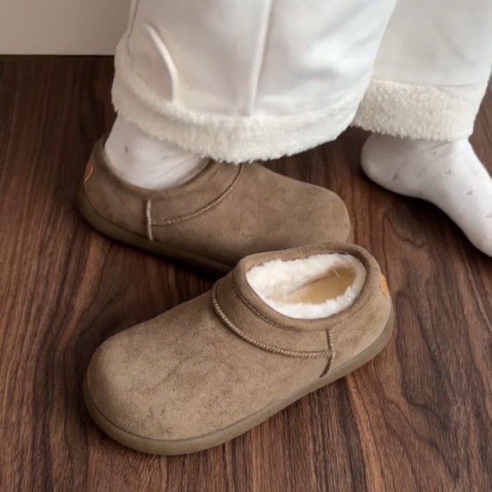 Giày Birkenstock khoai tây nhỏ phong cách cổ điển dành cho nữ, giày bốt đi tuyết dày nhung, giày co