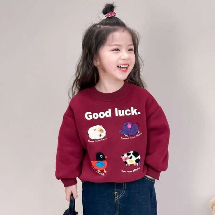 Áo nỉ thời trang mùa xuân cho bé gái, áo đỏ ankara mới cho trẻ em, áo nỉ thời trang xuân thu phong