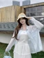 Áo chống nắng xuyên thấu hơi ngọt ngào mùa xuân hè dáng rộng dài tay mỏng áo cardigan mỏng thời tra