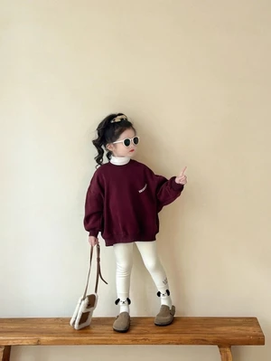 Phong Cách Hàn Quốc Nữ Nhung Áo Len Thu Đông Chữ Mới Trẻ Em Dày Cổ Tròn Cho Bé Mùa Đông Áo Ch