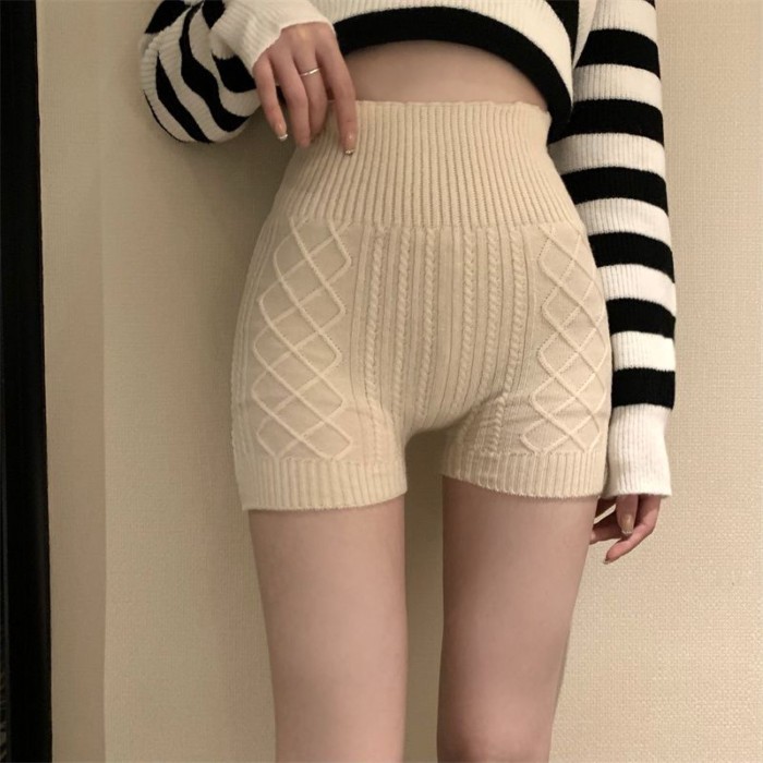 Quần legging dệt kim cho nữ, phong cách mới xuân thu, quần short mặc, cạp cao, giảm béo, quần