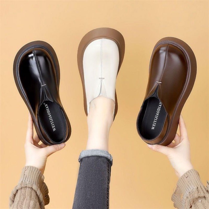 Giày loafer nữ đế dày đế dày đi làm giày lười da nhỏ