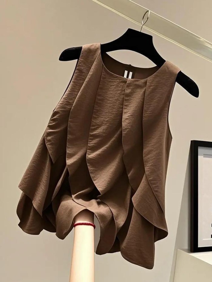 Áo vest không tay xù thiết kế phong cách Hàn Quốc dành cho nữ mùa hè kiểu dáng mới dáng rộng