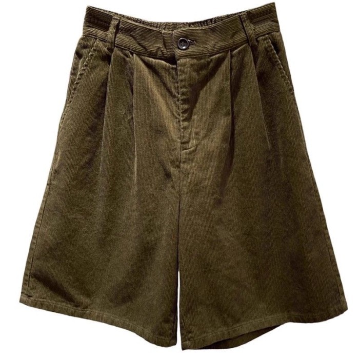 Quần bốt nhung kẻ cổ điển lưng cao mới dành cho nữ, quần short ống rộng chữ A dáng rộng thông