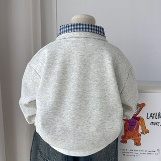 Bé trai và bé gái giả hai mảnh áo bé nối đôi cổ áo sơ mi POLO bé trai hàng đầu