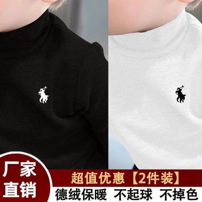 Áo cổ lọ nửa cổ cho trẻ em mới ấm áp của Đức nhung dài tay lớp nền cho bé trai với quần lót á