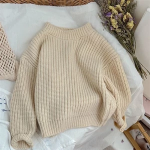 Bé Trai Áo Len Thu Đông Dày Mới Áo Chui Đầu Trẻ Em Áo Len Cổ Tròn Phong Cách Hàn Quốc