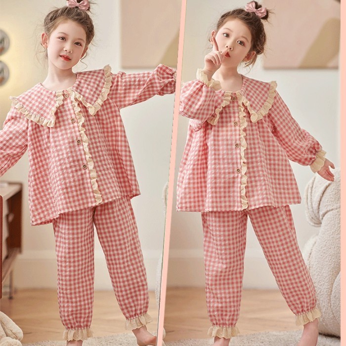 Bộ Đồ Ngủ Trẻ Em Bé Gái Dài Tay Kẻ Sọc Mới Vừa Và Lớn Bé Gái Internet Người Nổi Tiếng Công Ch