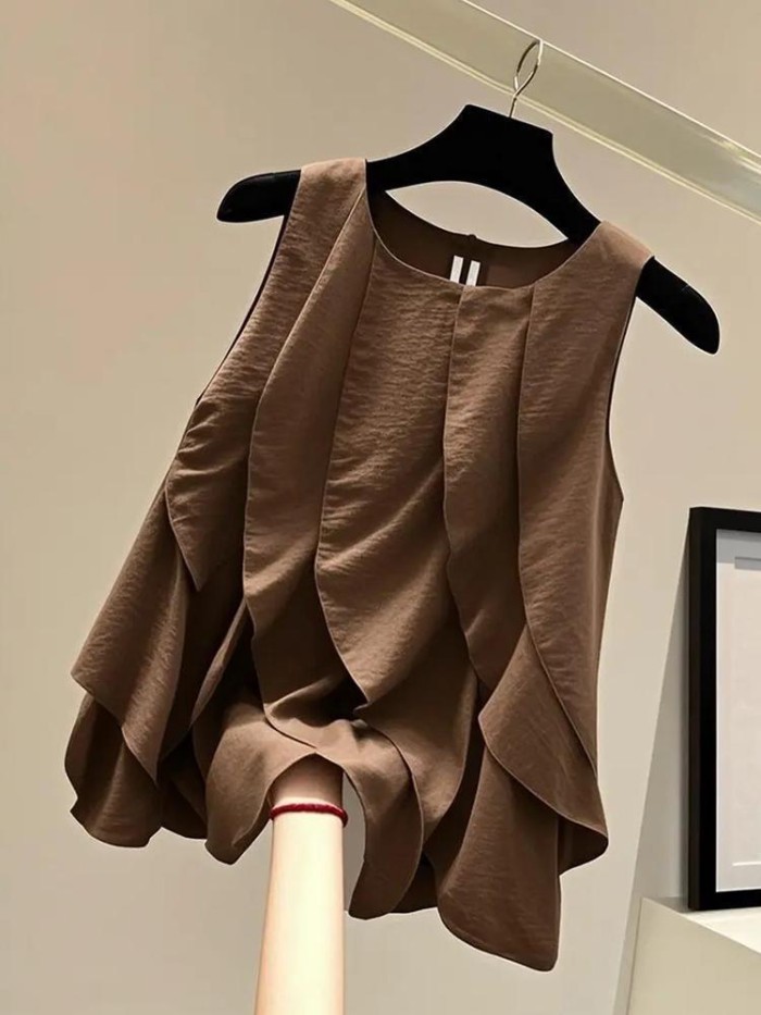 Áo vest không tay xù thiết kế phong cách Hàn Quốc dành cho nữ mùa hè kiểu dáng mới dáng rộng