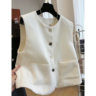 mùa xuân thu tính khí cổ tròn nhỏ phù hợp với áo vest áo khoác nữ Pháp tính khí bên ngoài mặc áo