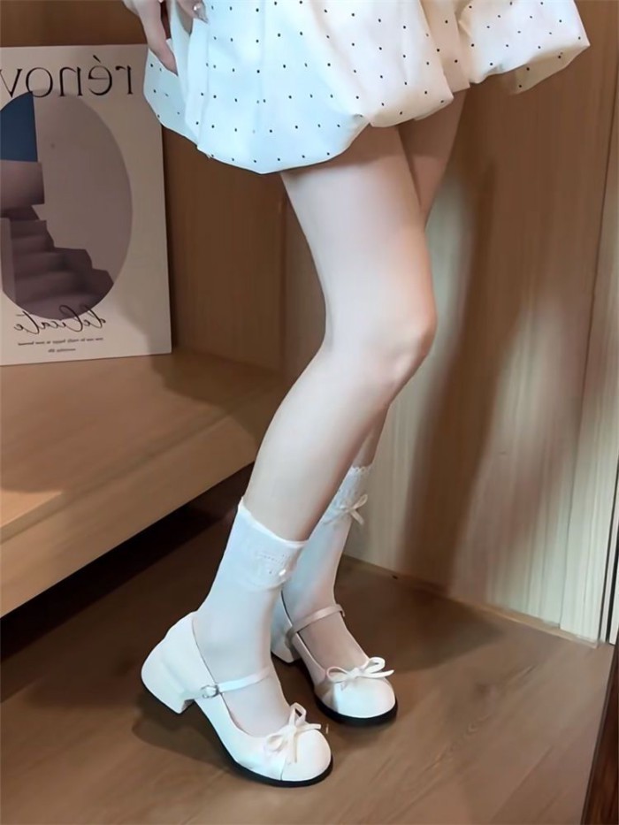 Giày cao gót mũi tròn dày dặn phong cách Trung Hoa mới Mary Jane dành cho nữ