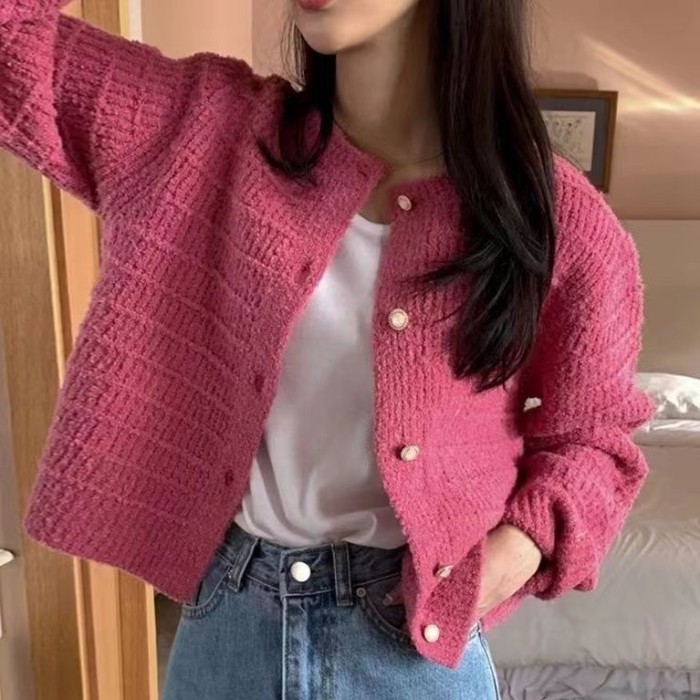 Áo khoác len ngắn chất lượng Xiaoxiang của phụ nữ đầu mùa xuân áo len cardigan hàng đầu