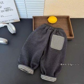 Quần nhung một mảnh dày mùa đông cho bé trai và bé gái, quần thể thao nhung thẳng phong cách mới ch