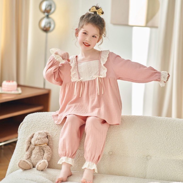 Bộ Đồ Ngủ Bé Gái Mới Mùa Xuân Thu Đông Phong Cách Hàn Quốc Dài Tay Phù Hợp Với Bé Gái Cho Trẻ