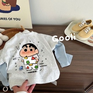 Áo đáy quần cho bé trai và bé gái, áo dài tay giả cổ tròn cotton nguyên chất