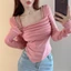 Áo đáy quần cho bé gái cô gái ngọt ngào xoắn xoắn giả cổ vuông hai mảnh áo thun dài tay không đều