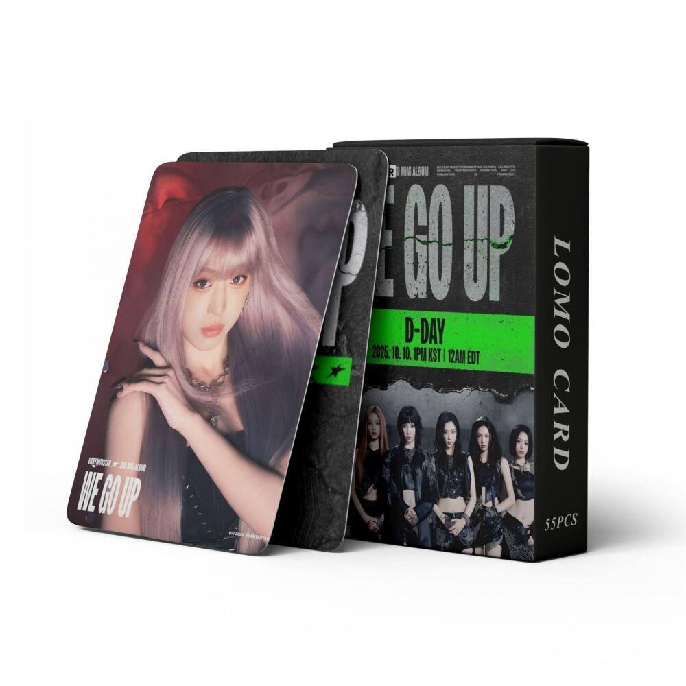 LINXX 55 CÁI BABYMONSTER WE GO UP Album Lomo Cards Kpop Girl Group Fan Collection Laser Holographic Photocards với lấp lánh lấp lánh Quà tặng sinh nhật ngày lễ cho người hâm mộ Kpop
