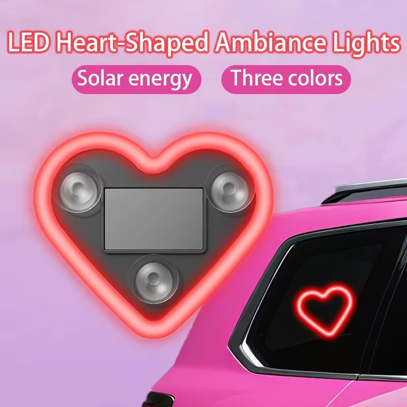 2 Chiếc Sáng Tạo Bằng Năng Lượng Mặt Trời LED Hình Trái Tim Đèn Cửa Sổ Nội Thất Ô Tô Hình Trái Tim Neon Ánh Sáng Xung Quanh Ánh Sáng Cho Xe Trang Trí Nội Thất