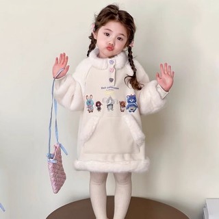 Váy công chúa thời trang Váy nhung dày cho bé gái Váy nỉ dày