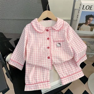 Yunduo cotton xuân thu dài tay gấu bé gái dáng rộng trẻ em mới vừa và lớn ve áo trẻ em ở nhà quầ