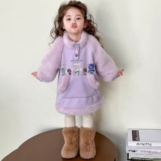 Váy công chúa thời trang Váy nhung dày cho bé gái Váy nỉ dày