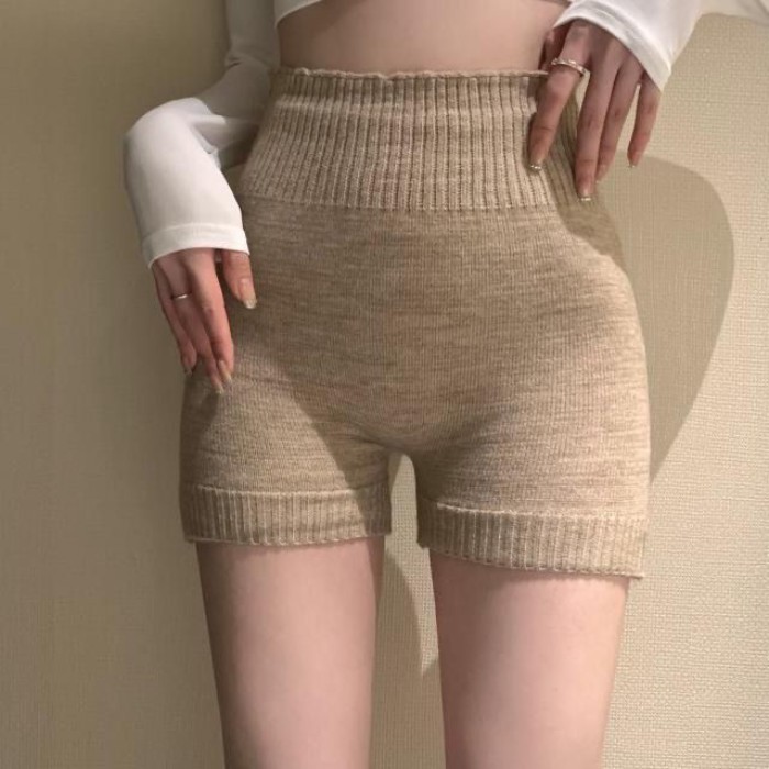 Học sinh mùa đông phong cách Hàn Quốc quần an toàn chống tiếp xúc quần short ấm áp dệt kim quần cạp