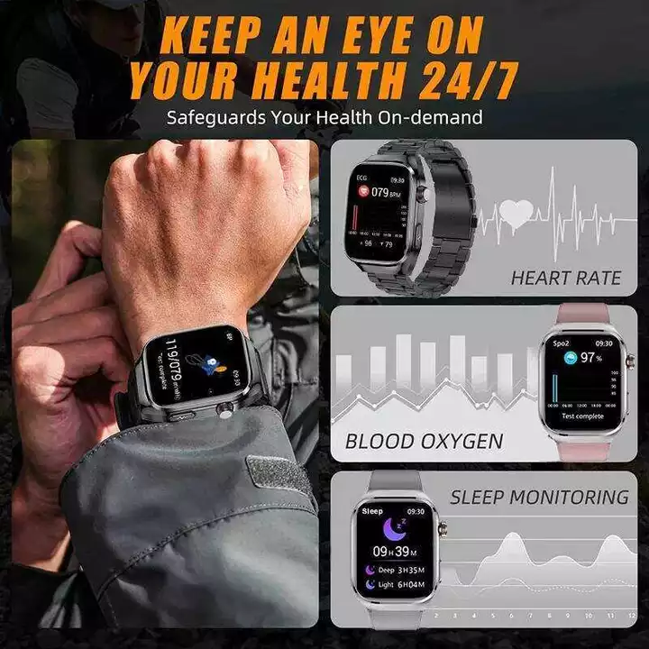 Đồng theo dõi mới, kiểm tra sức khỏe đo huyết áp, axit uric, mỡ cơ thể, đồng hồ thông minh có chức năng gọi điện dành c – 3