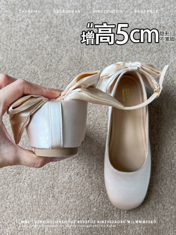 Giày đơn vô hình tăng 5CM Giày Mary Jane nông miệng mùa hè một bước nữ nhẹ nhàng đa năng và phong c