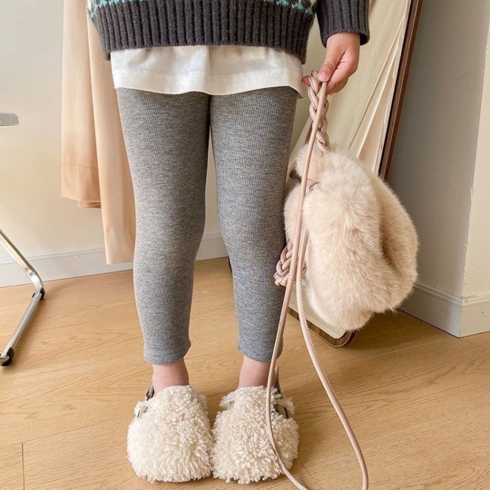 Quần legging lông cừu cho bé gái, quần dài một mảnh lông cừu dày cho bé mùa xuân thu, quần áo