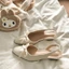 Pháp Nhỏ Mũi Vuông Nêm Gót Túi Mũi Giày Sandal Nữ Đế Bằng Phong Cách Cổ Tích Xếp Ly Nơ Lưng T