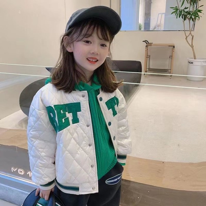 Đồng phục bóng chày phong cách Hàn Quốc cho bé trai và bé gái, áo khoác cotton ngắn, áo khoác