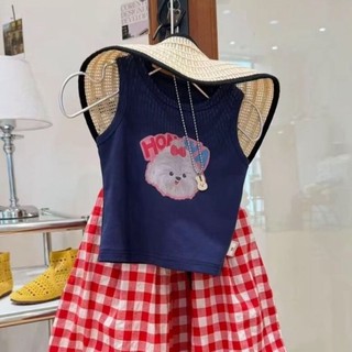 Bộ đồ bé gái, quần áo mùa hè, áo vest không tay hoạt hình thời trang cho trẻ em, bộ hai mảnh quần c