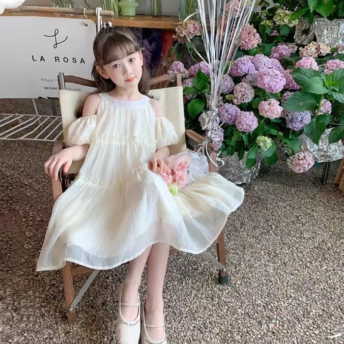 Váy mới dành cho nữ Phong cách mùa hè Váy treo thêu trẻ em Phong cách nghỉ dưỡng Công chúa bãi b